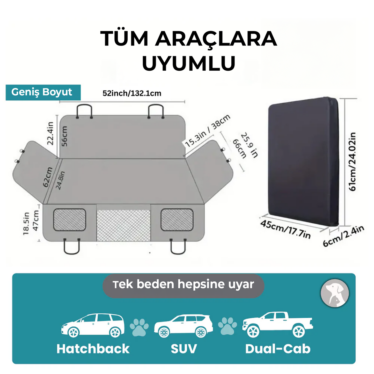 Patigo Köpek Araba Arka Koltuk Kılıfı